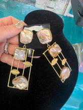 Load image into Gallery viewer, JT Chunky Pearl & Brushed Gold Earrings