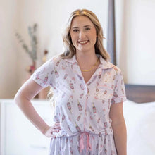 Load image into Gallery viewer, Champagne Dreams Short Sleeve Button Up Sleep Shirt