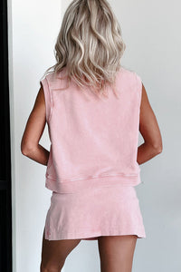 Playdate Mineral Wash Sleeveless Top and Split Skort Set