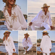 Load image into Gallery viewer, Palm Tree Gauze Top-One Size Fits Most