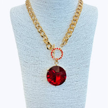 Load image into Gallery viewer, Rhinestone Circle Pendant Chain Necklace With Mathching Stud Earrings