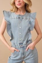 Load image into Gallery viewer, Ruffle Bell Bottom Jumpsuit