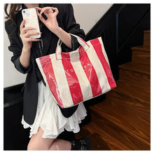 Load image into Gallery viewer, Striped Large Tote Bag