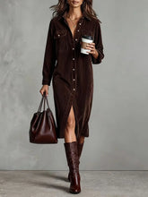 Load image into Gallery viewer, Corduroy Long Sleeve Dress