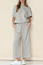 Load image into Gallery viewer, Textured Loose Fit T Shirt and Drawstring Pants Set