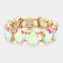 Load image into Gallery viewer, Teardrop Glass Stone Cluster Stretch Bracelet