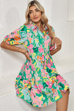 Load image into Gallery viewer, Floral Puff Sleeve Buttoned Babydoll Dress