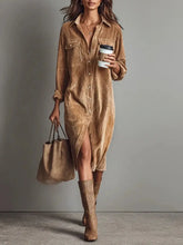Load image into Gallery viewer, Corduroy Long Sleeve Dress