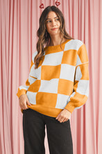 Load image into Gallery viewer, Checkered Bishop Sleeve Pullover Sweater