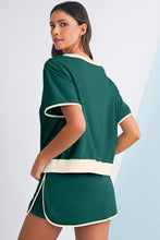 Load image into Gallery viewer, Colorblock Edge Drop Shoulder T Shirt and Skort Set