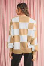 Load image into Gallery viewer, Checkered Bishop Sleeve Pullover Sweater