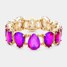 Load image into Gallery viewer, Teardrop Glass Stone Cluster Stretch Bracelet