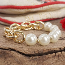 Load image into Gallery viewer, Chunky Chain &amp; Pearl Stretchy Bracelet