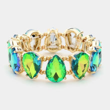 Load image into Gallery viewer, Teardrop Glass Stone Cluster Stretch Bracelet