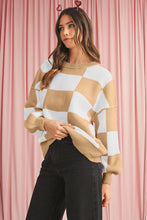 Load image into Gallery viewer, Checkered Bishop Sleeve Pullover Sweater