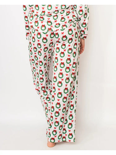 The Royal Standard Wreath Sleep Pants-White/Red/Green