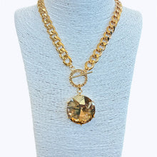 Load image into Gallery viewer, Rhinestone Circle Pendant Chain Necklace With Mathching Stud Earrings