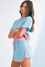 Load image into Gallery viewer, Colorblock Edge Drop Shoulder T Shirt and Skort Set