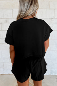 Cropped Tee and Ruffle High Waist Skort Set