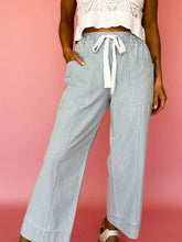 Load image into Gallery viewer, Stripe Mid Rise Drawstring Waist Jeans