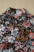 Load image into Gallery viewer, Floral Print Mesh Mock Neck Top