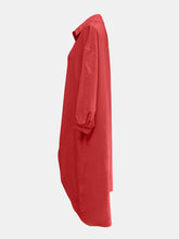 Load image into Gallery viewer, Full Size High-Low Collared Neck Long Sleeve Shirt