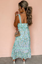 Load image into Gallery viewer, Green Floral Lace Tied Strap Empire Waist Maxi Dress