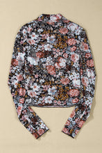 Load image into Gallery viewer, Floral Print Mesh Mock Neck Top