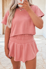 Load image into Gallery viewer, Cropped Tee and Ruffle High Waist Skort Set
