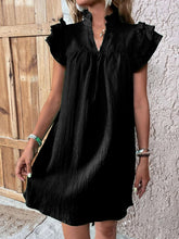 Load image into Gallery viewer, Ruffled Notched Cap Sleeve Mini Dress