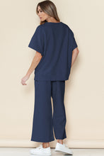 Load image into Gallery viewer, Textured Loose Fit T Shirt and Drawstring Pants Set