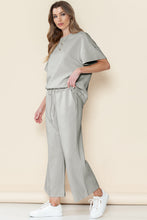 Load image into Gallery viewer, Textured Loose Fit T Shirt and Drawstring Pants Set