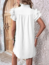 Load image into Gallery viewer, Ruffled Notched Cap Sleeve Mini Dress