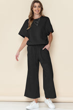 Load image into Gallery viewer, Textured Loose Fit T Shirt and Drawstring Pants Set