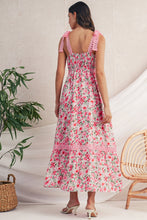 Load image into Gallery viewer, Green Floral Lace Tied Strap Empire Waist Maxi Dress