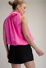 Load image into Gallery viewer, High Neck Tie Wrap Balloon Sleeveless Top