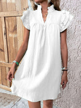Load image into Gallery viewer, Ruffled Notched Cap Sleeve Mini Dress