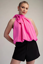 Load image into Gallery viewer, High Neck Tie Wrap Balloon Sleeveless Top