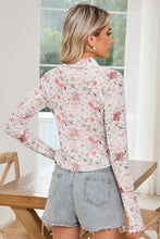 Load image into Gallery viewer, Floral Print Mesh Mock Neck Top