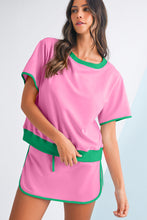 Load image into Gallery viewer, Colorblock Edge Drop Shoulder T Shirt and Skort Set
