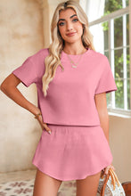 Load image into Gallery viewer, Cropped Tee and Ruffle High Waist Skort Set