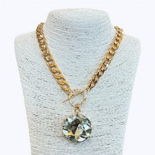 Load image into Gallery viewer, Rhinestone Circle Pendant Chain Necklace With Mathching Stud Earrings