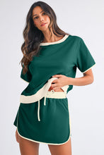 Load image into Gallery viewer, Colorblock Edge Drop Shoulder T Shirt and Skort Set