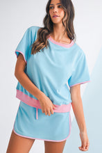 Load image into Gallery viewer, Colorblock Edge Drop Shoulder T Shirt and Skort Set