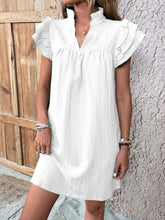 Load image into Gallery viewer, Ruffled Notched Cap Sleeve Mini Dress