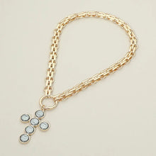 Load image into Gallery viewer, Gray Cross Charm Pendant Chunky Chain Statement Necklace
