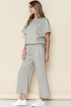 Load image into Gallery viewer, Textured Loose Fit T Shirt and Drawstring Pants Set