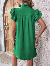 Load image into Gallery viewer, Ruffled Notched Cap Sleeve Mini Dress