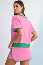 Load image into Gallery viewer, Colorblock Edge Drop Shoulder T Shirt and Skort Set