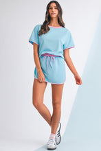 Load image into Gallery viewer, Colorblock Edge Drop Shoulder T Shirt and Skort Set